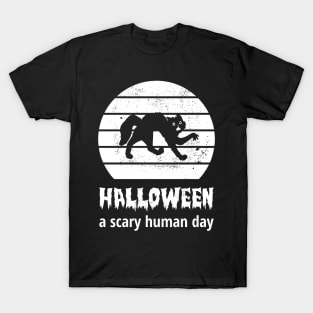 Scaredy-Cat, Halloween, A Scary Human Day T-Shirt